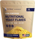 Dr. Berg Premium Nutritional Yeast Flakes - Delicious Non-Fortified Nutritional Yeast with Natural Occurring B Vitamins - 8oz