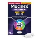 Mucinex Nightshift Cold & Flu, Maximum Strength Powerful MultiSymptom Nighttime Relief, 20 Fast Release Caplets - Pain Reliever/Fever Reducer, Cough Suppressant, Antihistamin
