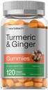 Horbäach Turmeric and Ginger Gummies | 120 Count | Peach Flavor | Vegan Non-GMO & Gluten Kostenlose Ergänzung