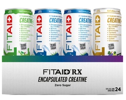 FITAID RX Zero Sugar, Encapsulated Creatine, Workout Recovery Drink, All-In-One Blend, BCAAs, Glucosamine, Turmeric, B-Complex, Elektrolyte, Variety Pack, 12 Fl Oz (Pack von 24)