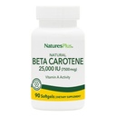 Natures Plus Natural Beta Caroten - 25.000 iu Vitamin A & Vitamin E, 90 Softgels - Augenergänzung, Antioxidans, Aids in Free Radical & Natural Cellular Defense - Glutenfrei - 90 Servietten