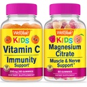 WellJa Vitamin C Kinder + Magnesium Citrate Kinder, Gummie Bundle - Große Verkostung, Vitamin-Ergänzung, Glutenfrei, GMO frei, Kaugummi