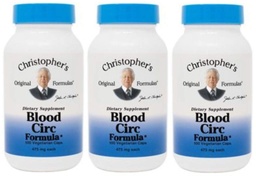 Christopher's Original Formulas Blood Circ Formula Kapseln, Kräuterergänzung für Herz-Kreislauf & Kreislauf Wellness, 100 Kapseln - Packung von 3