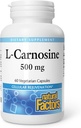 Natürliche Faktoren, L-Carnosine 500 mg, Unterstützt gesundes Altern, Muskel- und Gehirnfunktion, Nahrungsergänzung, 60 Kapseln (60 Portionen)
