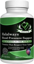 Halalways Blutdruckunterstützung Certified Halal Supplement Natürliche BP-Unterstützung mit Knoblauch-Bulb-Pulver, Hawthorn Berry, Grüner Tee Blatt & Hibiscus Vitamine für gesunde Hypertonie (BP)