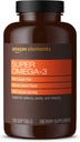 Elementi Super Omega-3, EPA & DHA Omega-3 acidi grassi (1280 mg per Serving, 2 Softgels), Natural Lemon Flavor, 120 conte (Packaging può variare)