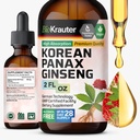 BIO KRAUTER Panax Ginseng Extract Liquid - Korean Red Ginseng Supplement Alkoholfrei - Immununterstützung - Vegan, Sugar Free - 2 Fl.Oz.