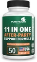 Fortgeschrittene 11-in-ONE nach Trinken Unterstützung Vitamin - Leberunterstützung, Immunsystem, schnelle Hydration - vor und nach Leberunterstützung Formulierung - für besseren Morgen | 50 Tabletten
