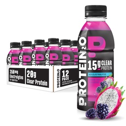Protein2o Hydration Drink - 2-in-1 Flüssiges klares Whey Protein Isolat und Elektrolyt-Getränk - 15g Protein, Vitamine B5, B6 - Nach-Workout Erholung - 16.9 Fl Oz - 12 Count Dragon fruit Blackberry