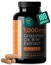 Grass-Fed Ox Bile Extrakt 1000mg Bile Salz Ergänzungen mit Schwarz Pfeffer. Unterstützt Verdauungsgesundheit - 180 Zähler