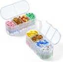 Weekly Pill Organizer Travel,4/3/2 Mal am Tag, Doppel-Sided Eröffnungsdesign, Portable Pille Box zum Speichern von Vitaminen/Fish Oils/Medication/Supplements (2PC White)
