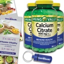 Spring Valley Calcium Citrate Tabletten Nahrungsergänzung 600 mg 300 Ct 3 pk Wahl Bundle (900 Gesamt) + Vitamin Guide & Pill Container (5 Artikel)!