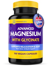 InnovixLabs Advanced Magnesium Kapseln - 150 Ct, 210 mg - Chelat Glycinat und Malat - Hohe Absorption, fördert Entspannung, Knochen, Muskelgesundheit, Vegan Malate Schlafergänzung