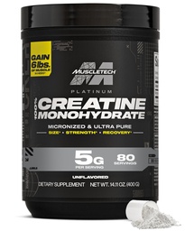 MuscleTech Creatin Monohydrat-Pulver, Platinum Pure - Unflavored Micronized Creatine für Männer & Frauen - Workout-Ergänzungen für Leistung, Muskel Erholung & Builder-(80 Servierungen) Packaging May Vary