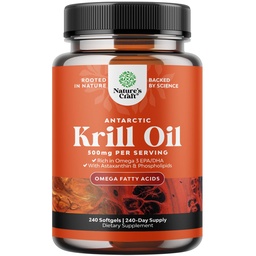 Antarctic Krill Oil 500mg Softgels - Omega 3 Krill Ölergänzung mit EPA DHA & Astaxanthin für Brain Joint & Heart - 3rd Party Lab Tested No Gluten GMOs oder Fishy Nachgeschmack (bis zu 8 Monate Versorgung)