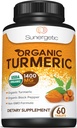 USDA Certified Organic Turmeric Supplement – Inklusive Organic Turmeric & Organic Black Pepper – 1.400mg Turmeric per Serving - 60 Count (Pack von 1)