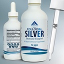 Nano Kolloidale Silberflüssigkeit für Immununterstützung, 12 PPM Deionisierte Silber, 4 Oz Glasflasche mit Messtropfen, 24 Servierungen