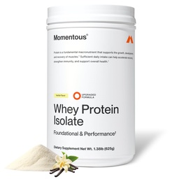 Momentous Essential Grass-Fed Whey Protein Powder - 20 g Whey Isolate Protein - NSF zertifiziert für Sport - Glutenfrei - 24 Servierungen für Essential Everyday Use - Vanilla - Paket May Vary