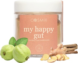 cosmix My Happy Gut, for Improved Digestion, Bloating & Overall Gut Health, Natural, Plant-Based Superfood Blend, macht bis zu 40 Servierungen, Hinzugefügt Zucker, Vegan 50 G (Pack von 1) Braun
