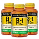MASON NATURAL Vitamin B1 Thiamin 250 mg, 300,Day Supply, Nahrungsergänzung zur Unterstützung natürlicher Energie, 100 Tabletten (Pack von 3)