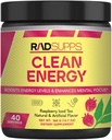 Clean Energy - Pre Workout Pulver für Männer und Frauen mit BCAAs Aminosäuren, Energy Drink Powder, Amino Acid Energy Powder for Energy & Focus - 40 Servierungen (12.7 Unze, Raspberry Iced Tea)