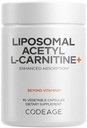 Codeage Liposomales Acetyl-L-Carnitin + Supplement - 500 mg Acetyl-L-Carnitin pro Portion - 3-Monats-Versorgung, liposomale Verabreichung - Alcar Supplement - L-Carnitin - Nicht-GVO, glutenfrei, 90 Kapseln