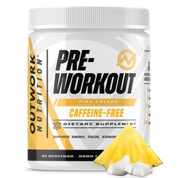 Outwork Nutrition Non-Stim Pre Workout Powder - Citrulline Malate, Beta-Alanine, Rhodiola Extract for Performance, Focus & Energy Boost - Preworkout für Männer, Frauen (Koffeinfrei, Piña Colada)