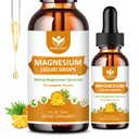 Magnesium Glycinat Flüssigkeitstropfen mit Citrat & Taurat - Kognition, Muskel & Fokus, Flüssige Magnesium-Komplex-Ergänzung mit Vitamin D3, GABA, L-Theanin, Ananas Flavor - 1 Fl Oz (2 Packung)