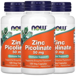 Jetzt Lebensmittel Zink Picolinat, 50 mg, 120 Veg Kapseln, 3 Packung