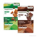 Einfach Protein - Energy Bites Variety Pack, 24 Bars - Pflanzenbasierte Koffeinierte Quadrate - 55mg Koffein - Energy Boost - 8g Protein, 2g Zucker, 5-6g Fiber, 120-130 Kalorien - Vegan, Glutenfrei, Non GMO