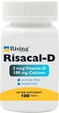 Rising Health - Risacal-D - Vitamin D3 & Calcium Supplement - 100 Tabletten