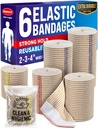 High-Performance Elastische Bandage Wrap - 6 Pack (2x2in, 2x3in, 2x4in) - Selbstverschließende starke Kompressionsbandage Wrap für Füße, Knöchel, Handgelenke und Knie