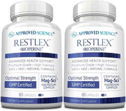 Approved Science Restlex - 420 mg Magnesium Glycinate Blend, L-theanine 200 mg - 60 Capsules - Pack of 2