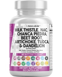 Saubere Nutraceuticals Milchdistel NAC Chanca Piedra Beet Root Artichoke Astragalus Dandelion Root - Liver Cleanse Detox & Repair Supplement Plus TUDCA Choline & Ginger - 1Pack