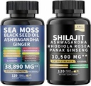 Sea Moss und shilajit Sea Moss Black Seed Oil Ashwagandha Ginger&shilajit rhodiola rosea panax Ginseng (120 Count)