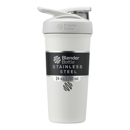 BlenderBottle Strada Shaker Cup Insulated Edelstahl Wasserflasche mit Draht Whisk, 24-Ounce, Weiß