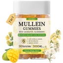Mullein Gummies mit 3600mg Mullein Leaf Extract, 7 in 1 für Lung Cleanse,Respiratory Lung Health, Immun Booster, Elderberry, Quercetin, Bromelain, Vitamin C&D3, kein Zucker, für Erwachsene, Vegan, 90 Count