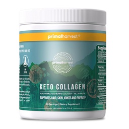 Primal Harvest Keto Collagen Powder w/MCT Öl Typ I & III Collagen Peptide für Frauen und Männer 30 Servierungen