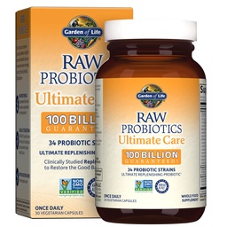 Garden of Life Raw Probiotics Ultimate Care - 100 Billion CFU - Nahrungsergänzungsmittel für Gut Health Support - Für Frauen und Männer - 30 vegetarische Kapseln