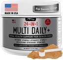 iHeartDogs 24-in-1 Senior Multivitamin Daily+ Total Health Support Pulver mit Probiotika, Omega-3, Glucosamin, Pilze und Knochenbrot- 60 Servierungen