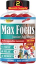 Max Focus Junior – Kids Focus & Calm Gummies | Calming & Attention Support Supplement für Kinder & Jugendliche mit Ashwagandha | Brain Vitaminen | Vegan, Non-GMO, 60 Gummis