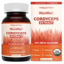 Bio Cordyceps Pilzextrakt - 70% Beta Glucans - Höchste aktive Nährstoff-Level, Max Potency Cordyceps Kapseln, US Grown + Ultraschall-Extraktion - Leistung, Immunität & Energie - 60 Kapseln
