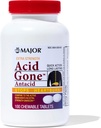 MAJOR Acid Gone Extra Strength Antacid Kautabletten - Anti-Acid Relief - Säure Reflux Medizin für Erwachsene - Upset Stomach, Säure-Indigestion, und Sodbrenn-Relief - Long-Lasting - 100 Count