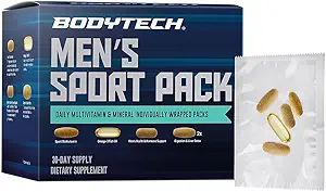 BODYTECH MenaTMs Sport Pack a Daily Multivitamin, Mineral, & Supplement Packs a Individuell Wrapped (30-Day Supply)