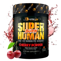 ALPHA LION Superhuman Burn – 2 in 1 Metabolismus Booster Pre Workout und Thermogenic Fat Burner für Männer – Appetite Suppressant und Weight Loss Supplement (21 Servierungen, Sweet Black Cherry Flavor)