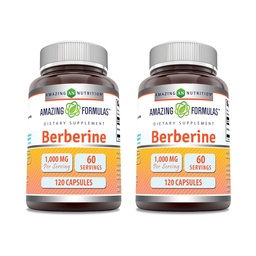 Erstaunliche Formeln Berberine 1000mg Pro Servierkapseln Ergänzung | Non GMO | Gluten Free | Made in USA (120 | 2 Pack)