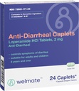 WELMATE - Anti-Diarrheal Caplets (24 Caplets) - Loperamid HCL 2 mg - Diarrhea Symptom Relief - Upset Stomach Reliever - Anti Diarrhea Pillen - Over-The-Counter Medication