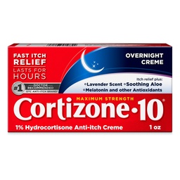 Cortizone-10 Maximum Strength Overnight Itch Relief Cream, 1% Hydrocortison, Fast-Acting, Lavender konzentrierte Anti-Itch Creme für Bug-Bites, Rash, Eczema, Psoriasis, Gift Ivy, Eiche, Sumac, 1 Unze