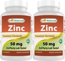 Best Naturals Zinc Supplement as Zinc Gluconate 50mg 240 Tablets Pack of 2