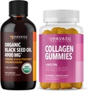 HAVASU NUTRITION Organische schwarze Seed Öl Flüssigkeit + Kollagen Gummis Bundle